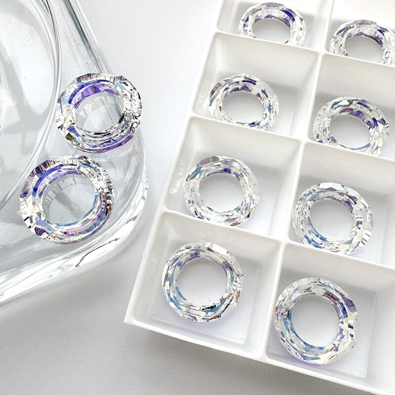 Кристалл SWAROVSKI Кольцо с Гранями 14 мм Цвет Crystal (001) Aurore Boreale (AB) №3898